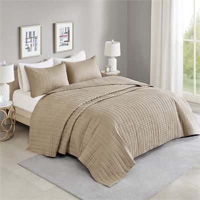 NEW Comfort Spaces Kienna Quilt Set-Luxury Double Sided Stitching Design All Season, Lightweight, Coverlet Bedspread Bedding, Matching Shams,CS13-0934