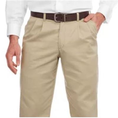 New George Men's Wrinkle Resistant Pleated 100% Cotton Twill Pant with Scotchgard