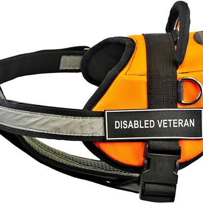NEW Dean & Tyler 28-Inch to 38-Inch Disabled Veteran Dog Harness with Padded Reflective Chest Straps, Medium, Orange/Black