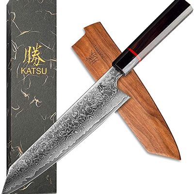 New KATSU Kiritsuke Chef Knife - Damascus - Japanese Kitchen Knife - 8-inch