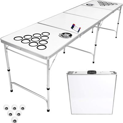 NEW GoPong 8-Foot Portable Folding Beer Pong / Flip Cup Table, Includes 6 Pong B