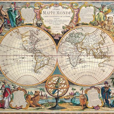 NEW Eurographics 1751-15003 Map, Mappe Monde Stretched Canvas 24x36