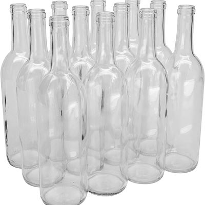 NEW North Mountain Supply 750ml Glass Bordeaux Wine Bottle Flat-Bottomed Cork Fi