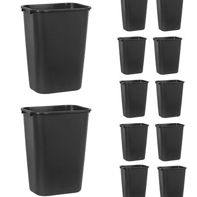 NEW Rubbermaid Commercial Deskside Trash Can, 10 Gallon, Black (FG295700BLA) (Pack of 12)