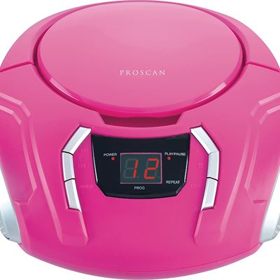 NEW Proscan Portable CD Boombox with AM/FM Radio and AUX - Pink