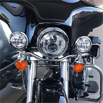 Dot Appoved Chrome 7inch LED Headlight with 4.5inch Matching Chrome Passing Lamp