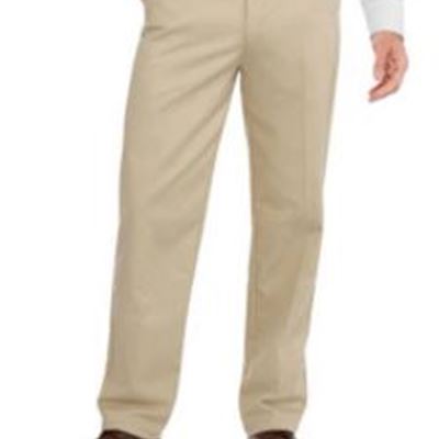 New George Men's Wrinkle Resistant Flat Front 100% Cotton Twill Pant with Scotchgard