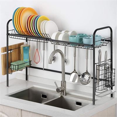 NEW Dish Rack Stainless Steel Over the Sink Dish Drying Rack and Drainboard Set Dish Organizer Display Storage Holder Stand Rack Length Adjustable