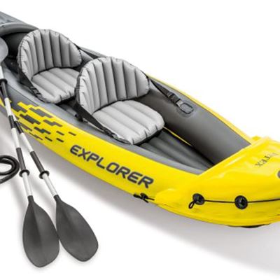 Intex Explorer K2 Inflatable Kayak Set with Aluminum Oars and High Output Air Pu
