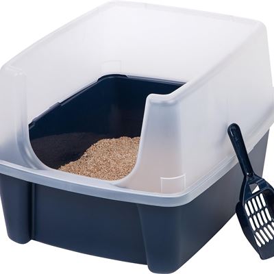 NEW IRIS USA Cat Litter Box, Open Top Kitty Litter Box with Shield and Cat Litte