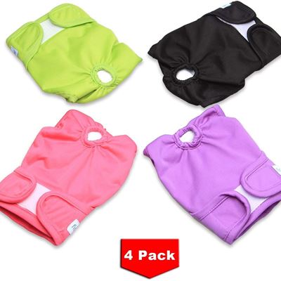 NEW Teamoy 4PCS Pack Dog Diapers, Reusable Washable Female Sanitary Physiological Pants for Dogs, Super-Absorbent, Comfortable and Stylish