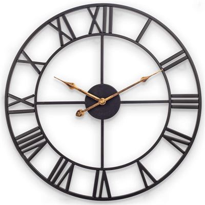 NEW Large Wall Clock, European Industrial Vintage Wall Clock with Roman Numerals, Indoor Silent Battery Operated
