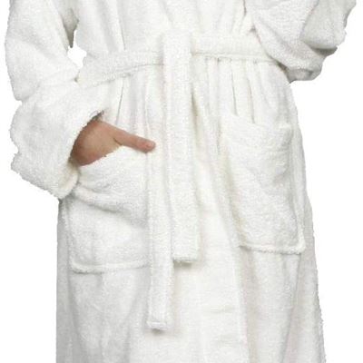 NEW Superior Unisex 100% Premium Long-Staple Combed Cotton Terry X-Large Bath Robe, White