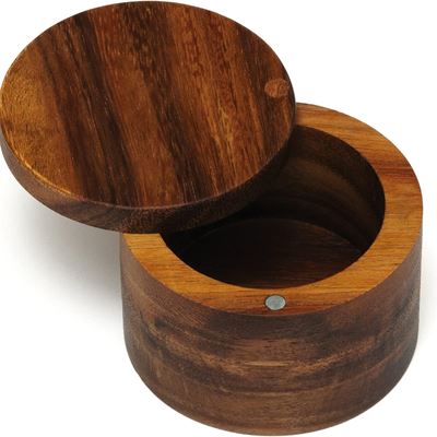NEW Lipper International 1126 Acacia Wood Salt or Spice Box with Swivel Cover, 3