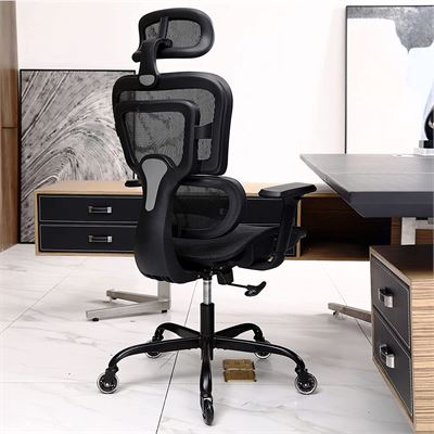 NEW Ergonomic Office Chair, KERDOM Breathable Mesh Desk Chair with Headrest High Back, Home Computer Chair 3D Adjustable Armrests, Executive Swivel