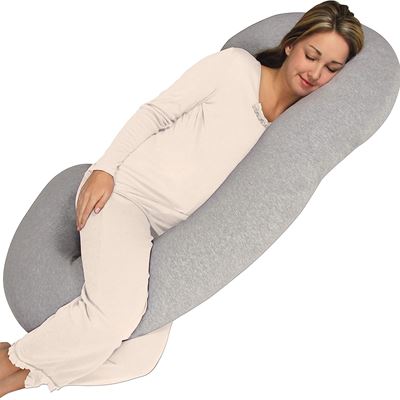 NEW Leachco Snoogle Chic Jersey Total Body Pillow - Heather Gray
