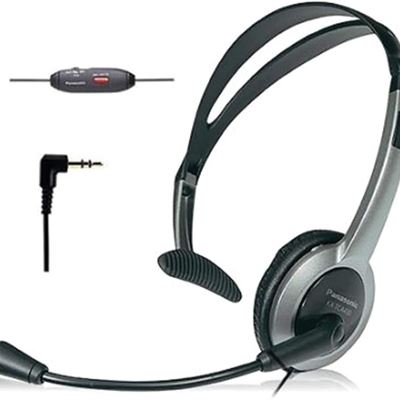 NEW Panasonic KXTCA430S Comfort-Fit Foldable Headset with 2.5mm Jack, Silver