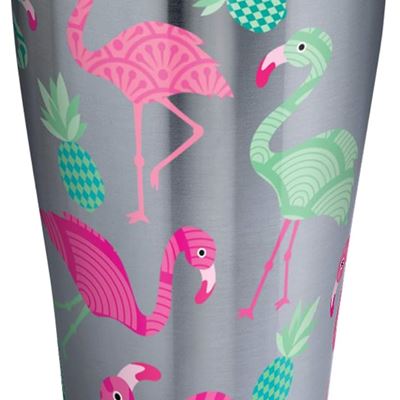 NEW Tervis Flamingo Pattern Stainless Steel Tumbler with Clear and Black Hammer