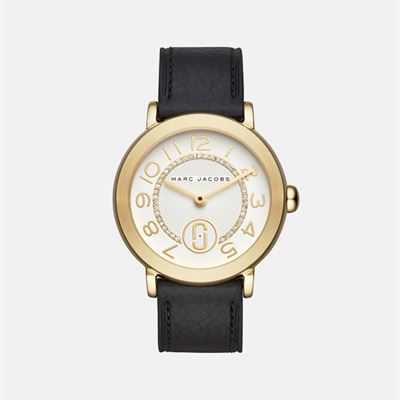 NEW MARC JACOBS MJ1615 BLACK LEATHER BAND STAINLESS