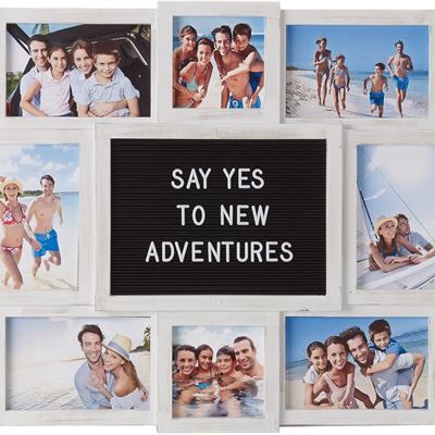 NEW MELANNCO Customizable Letterboard 8-Opening Photo Collage, 19 x 17 inch, Dis