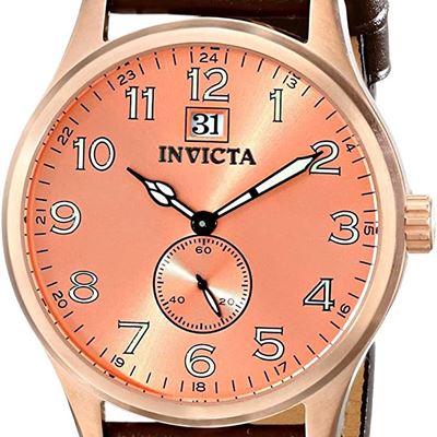 New Invicta 15515 Men's I-Force Brown Genuine Leather Rose-Tone Dial Watch