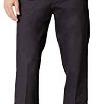 NEW Lee Mens Total Freedom Stretch Relaxed Fit Flat Front Pant, 40w x 29L, Black