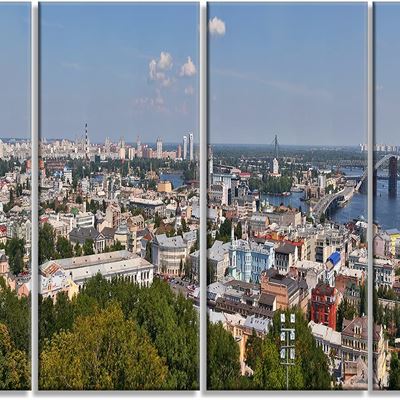 NEW Designart Kiev Cityscape Panorama-Photo Metal Wall Art-MT7057-4 Panels 48x28