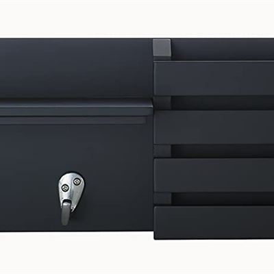 NEW kieragrace KG Sydney Wall Shelf and Mail Holder with 3 Hooks - Black, 24"