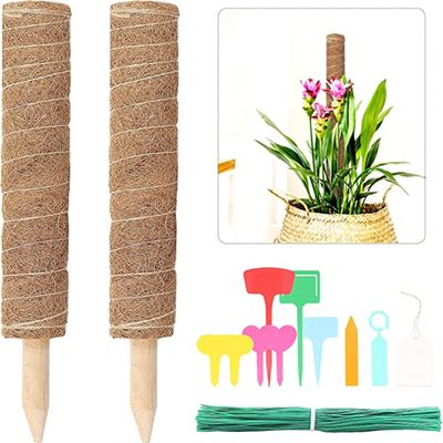 New LVJING [2 Pack] 24 Inch Coir Totem Pole with 10 Pcs Plant Labels