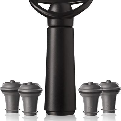 NEW Vacu Vin Inc. 987460 Wine Saver Concerto with 4 Stoppers, Standard, Black