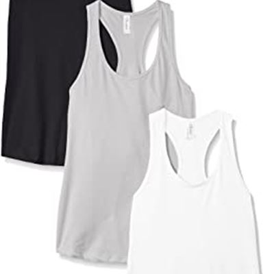NEW Clementine Apparel Women's Petite Plus 3-Pack Active T Shirt Casual Basicwear Sleeveless Racerback Tank Top, X-Large, Black\silver\white