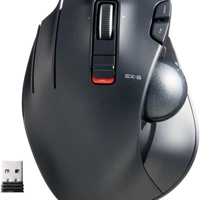 NEW ELECOM Wireless Trackball Mouse for Left-Handed, EX-G Series L Size 2.4GHz 6 Buttons Black M-XT4DRBK
