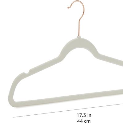 NEW Amazon Basics Slim, Velvet, Non-Slip Suit Clothes Hangers, Ivory/Rose Gold -