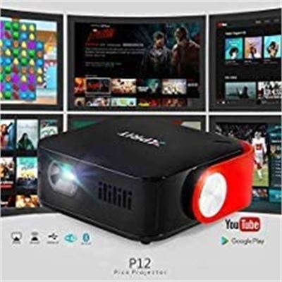 NEW XPRIT Portable Smart Projector with Wi-Fi & Bluetooth, Android 7.1, Remote Control Included (Black)