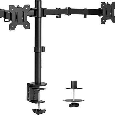 NEW VIVO Dual Monitor Desk Mount, Heavy Duty Fully Adjustable Stand, Fits 2 LCD