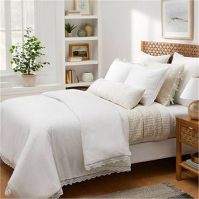 New Lace Border Cotton Slub Comforter & Sham Set - Threshold™ designed