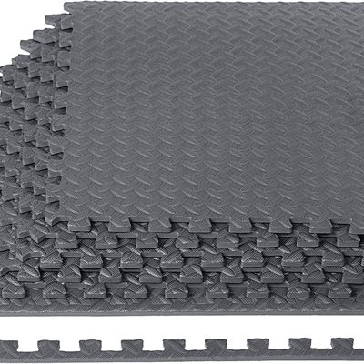 Amazon Basics Foam Interlocking Exercise Gym Floor Mat Tiles - 6-Pack,24x24x.5
