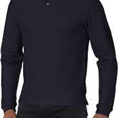 NEW Izod Uniform Men's Long-Sleeve Pique Polo, Medium, Black