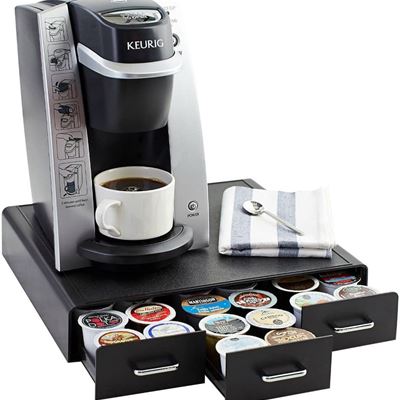 NEW Amazon Basics Coffee Pod Storage Drawer for K-Cup Pods, 36 Pod Capacity, Bla