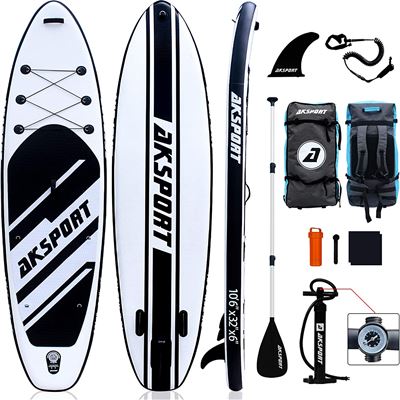 AKSPORT 10'6"×32"×6" Inflatable Stand Up Paddle Board with Premium Non-Slip Deck