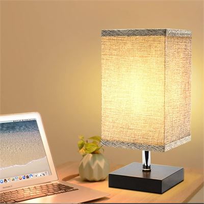 NEW LED Fabric Bedside Table Lamp, Square Minimalist Solid Wood Table Lamp, Beds