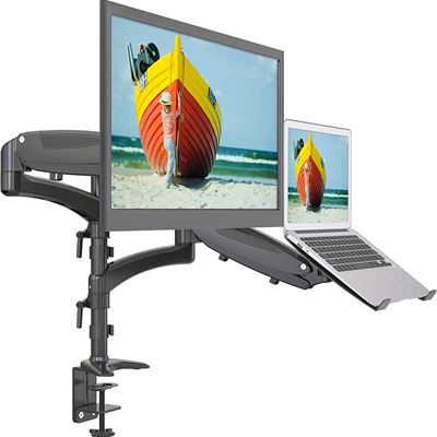 NEW SHOPPINGALL Dual Gas Spring 2 in1 Monitor & Laptop OR Double Monitors Mount