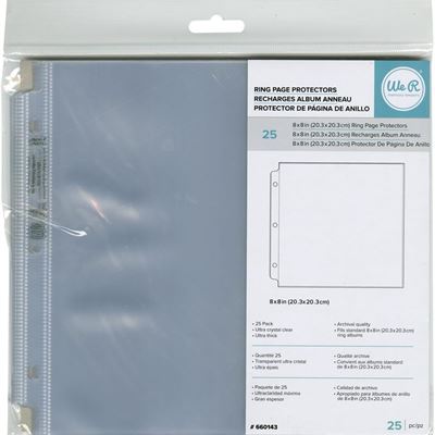 NEW We R Memory Keepers 660143 Ring Photo Sleeves 8"X8" 25/Pkg-Full Page
