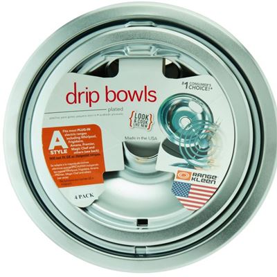 NEW Range Kleen 12564XH Drip Bowl Economy 2 6" & 2 8", 4 Pk All/Large Silver