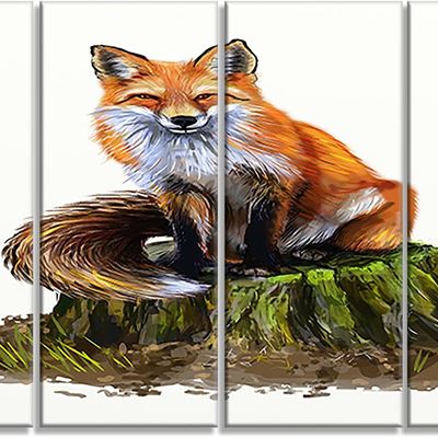NEW designart la Ilustraci�n de Clever Fox Animal metal Wall Art � mt6217, Verde, 48x28