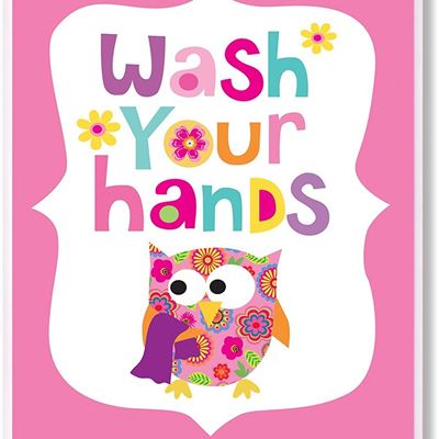 NEW The Kids Room by Stupell Wash Your Hands on Pink Background Rectangle Wall P
