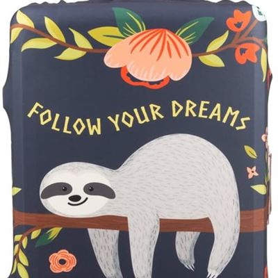 NEW Madfifennina Washable Spandex Travel Luggage Protector Baggage Suitcase Cover Fit 23-32 Inch (sloth, M(23"-25" Luggage))