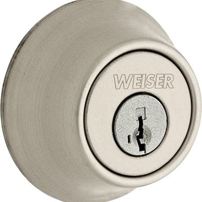 Weiser Elements Satin Nickel Round Deadbolt Lock, ANSI/BHMA Grade 3 Certified Fr