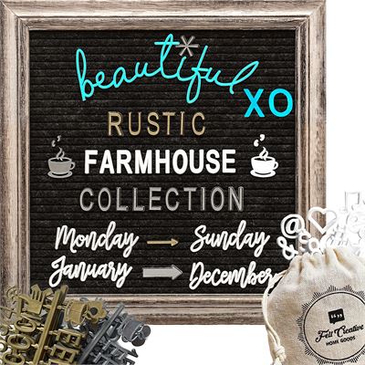 NEW Rustic Felt Letter Board Barnwood Bundle Farmhouse Vintage Wood Frame and St