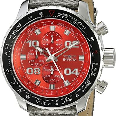 New Invicta Men's 18780SYB Aviator Stainless Steel Watch With Grey Nylon Band